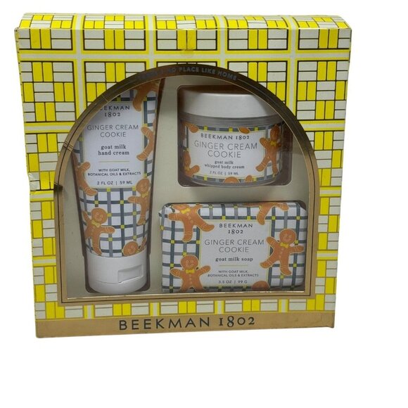 NEW BEEKMAN 1802 Goat Milk Bath & Body Special 3 piece Set GINGER CREAM COOKIE - Picture 4 of 5